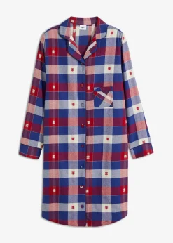 Gewebtes Nachthemd mit Knopfleiste