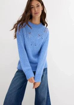 Grobstrick-Pullover aus weichem Woll-Mix