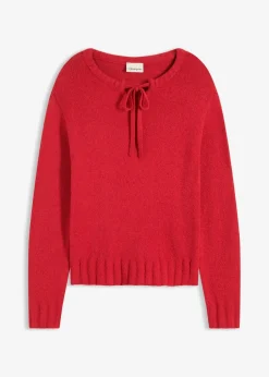 Grobstrick-Pullover mit Bindelösung