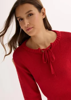 Grobstrick-Pullover mit Bindelösung