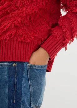 Grobstrick-Pullover mit Fransen