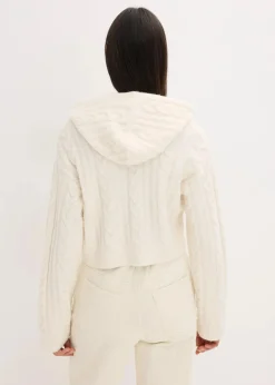 Grobstrick-Pullover mit Kapuze