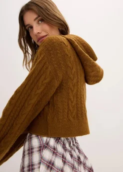 Grobstrick-Pullover mit Kapuze