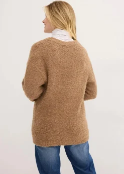 Grobstrick-Pullover mit V-Ausschnitt