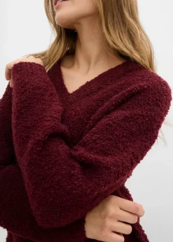 Grobstrick-Pullover mit V-Ausschnitt