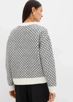 Grobstrick-Pullover mit Wollanteil