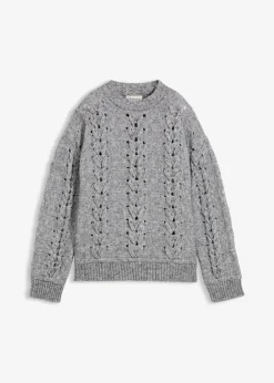Grobstrick-Pullover mit Zopfmuster