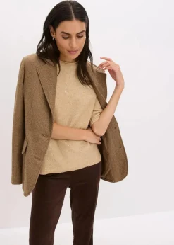 Halbarmpullover mit Pailletten und Glanzgarn