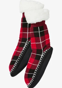 Haussocken mit angenähter Sohle und Teddyfutter