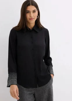 Hemdbluse mit Glitzersteinchen