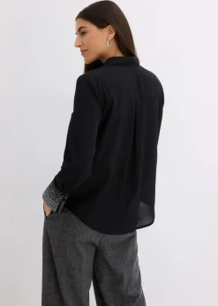 Hemdbluse mit Glitzersteinchen