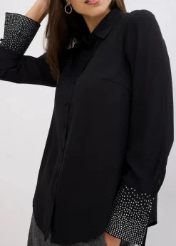 Hemdbluse mit Glitzersteinchen