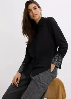 Hemdbluse mit Glitzersteinchen