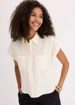 Hemdbluse aus fließendem Lyocell-Mix