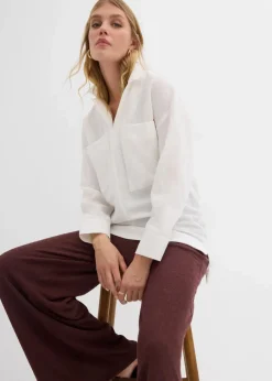 Hemdbluse aus fließendem Viskose-Mix