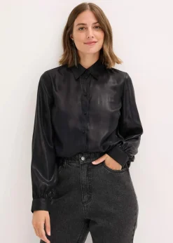 Hemdbluse aus glänzendem Satin