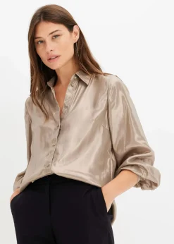 Hemdbluse aus glänzendem Satin