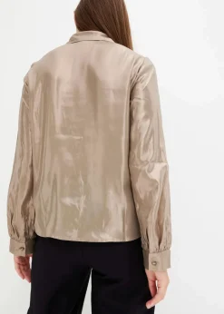 Hemdbluse aus glänzendem Satin