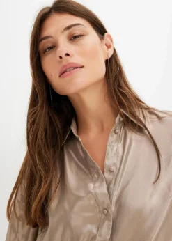 Hemdbluse aus glänzendem Satin