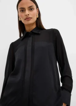 Hemdbluse mit Satineinsatz