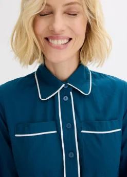 Hemdblusenkleid aus Baumwoll-Popeline mit bügelfreier Ausrüstung