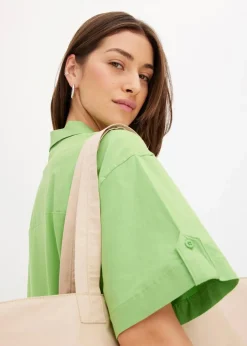 Hemdblusenkleid aus elastischem Bio-Baumwoll-Mix