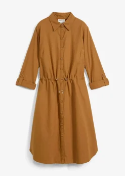 Hemdblusenkleid aus Leinen-Baumwoll-Mix