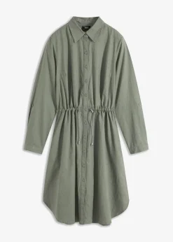 Hemdblusenkleid aus Leinen-Baumwoll-Mix