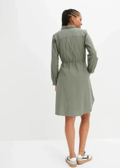 Hemdblusenkleid aus Leinen-Baumwoll-Mix