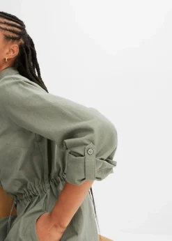 Hemdblusenkleid aus Leinen-Baumwoll-Mix