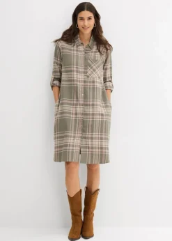 Hemdblusenkleid aus reiner Baumwolle