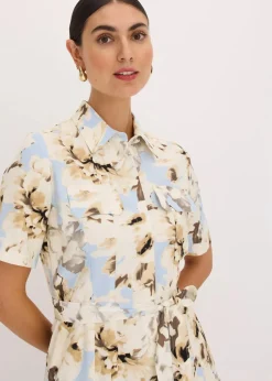 Hemdblusenkleid aus Viskose mit Bindeband (2.-tlg.)