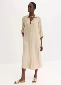 Hemdblusenkleid mit Leiterspitze