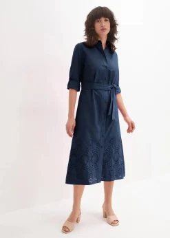 Hemdblusenkleid mit Lochstickerei