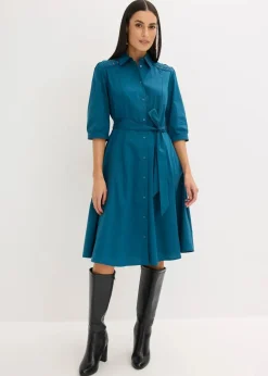 Hemdblusenkleid mit Spitze und Bindeband