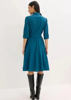 Hemdblusenkleid mit Spitze und Bindeband