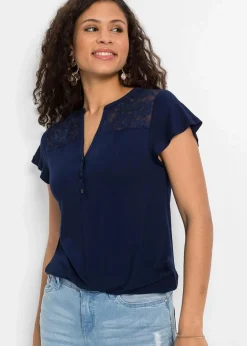 Henleyshirt aus Viskose-Mix