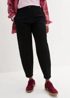 High Waist Barrel-Twillhose mit vorverlegten Seitennähten und Bequembund