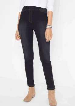 High Waist Jeggings aus leichter, elastischer Thermoqualität mit Bequembund