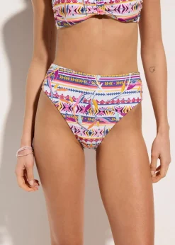 Highwaist-Bikinihose mit hohem Beinausschnitt