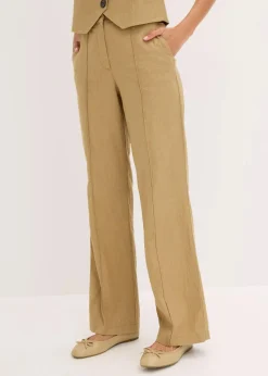 Highwaist-Bundfaltenhose mit Leinen