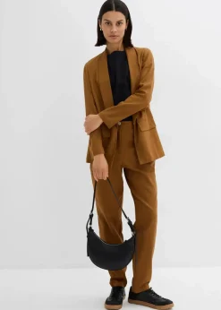 High-Waist-Hose aus Leinen-Viskose-Mix