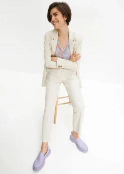 High-Waist-Hose aus Leinen-Viskose-Mix