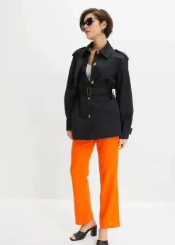 High-Waist-Hose aus Leinen-Viskose-Mix