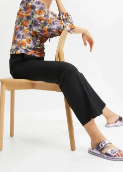 High-Waist-Hose aus Leinen-Viskose-Mix