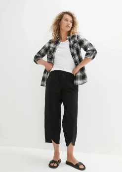 3/4-Hose aus leichtem Leinen-Mix