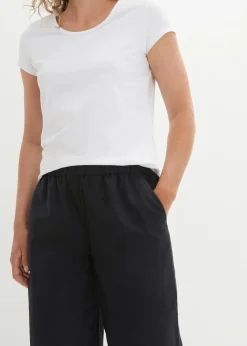 3/4-Hose aus leichtem Leinen-Mix