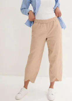 3/4-Hose aus leichtem Leinen-Mix