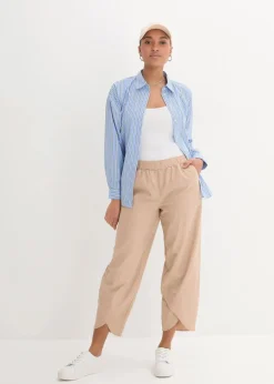 3/4-Hose aus leichtem Leinen-Mix