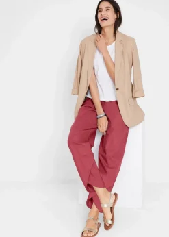 3/4-Hose aus leichtem Leinen-Mix